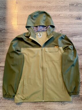 Voyager Men's Two-Tone Olive Hooded Rain Jacket